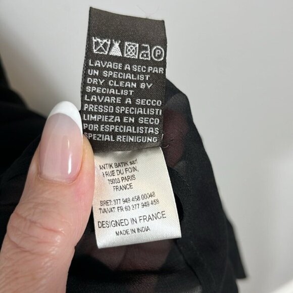 Antik Batik silk Black Dress with Colorful Sleeve Accents large - Picture 6 of 7